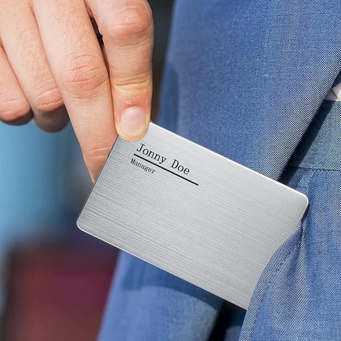 100PCS Metal Business Cards - 0.45mm Thick Aluminum, Laser Engraving Blanks for Office, DIY & VIP Cards, 3.4 x 2.1 Inch, Silver