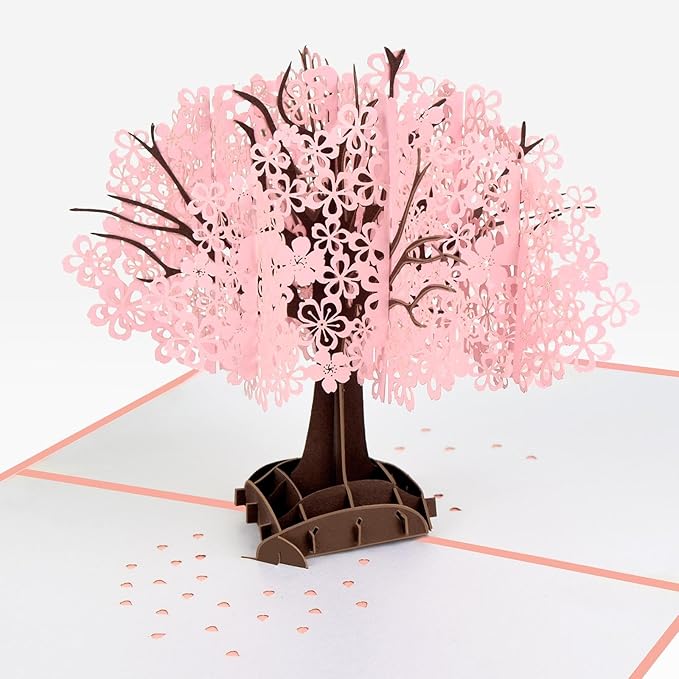 Wanateber 3D Pop Up Aniversary Card with Cherry Tree, Pop Up Lovers Wedding Card, Birthday Cards for Wife, Husband, Lovers, Couple, Romantic Valentines Day Cards, Greeting Cards for Mothers Day