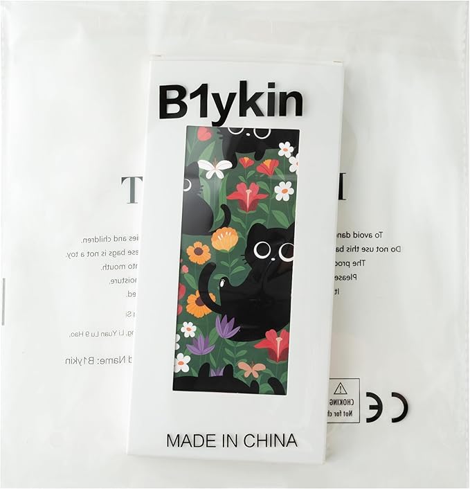 B1ykin Sticky Notes Set - Cartoon Theme Cute Self-Stick Notes Pad Teacher Appreciation Gifts， Self-Adhesive Writing Memo Pages Sticky to Do Notepad for Kids Employee School Office (Black Cat Floral)