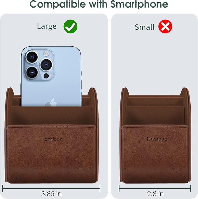 Large Remote Control Holder with 5 Compartments, KENOBEE Anti-slip Desktop Caddy Storage Organizer for Phone, Remote Controllers, Office Supplies, Makeup Brush, Media Accessories,Brown