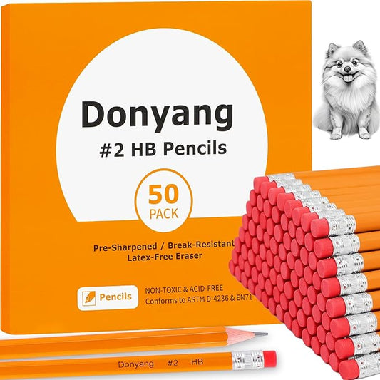 50 Pack Pre-Sharpened #2 Pencils with Erasers, Bulk Valentines Wood Pencils, Number 2 pencils for School Classroom Teacher Supplies, Easter Basket Stuffers, No 2 HB Pencils for Kids Drawing Sketching