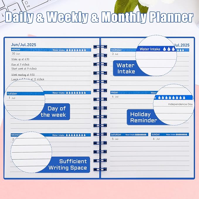 Weekly Monthly Planner 2025-2026, JAN.2025 to JUN.2026, 18 Month Planner 2025-2026, Daily Academic Planner for Work & School, 5.7" x 8.2", Dark Blue