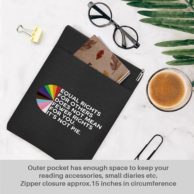 Book Themed Gifts Waterproof Book Sleeve Book Pouch LGBT Equality Rights Reading Gifts for Women Friends Book Covers for Paperbacks Book Accessories Book Protector with Zipper and Front Pocket