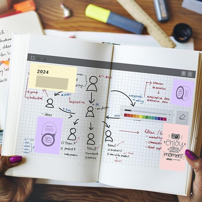 6 Rolls Colored Printer Paper, Self-Adhesive Thermal Paper with Black Character on Yellow/Purple/Pink Color Paper for Printer, 57mm x 25mm Sticker Printer Paper, 3 Color Thermal Labels