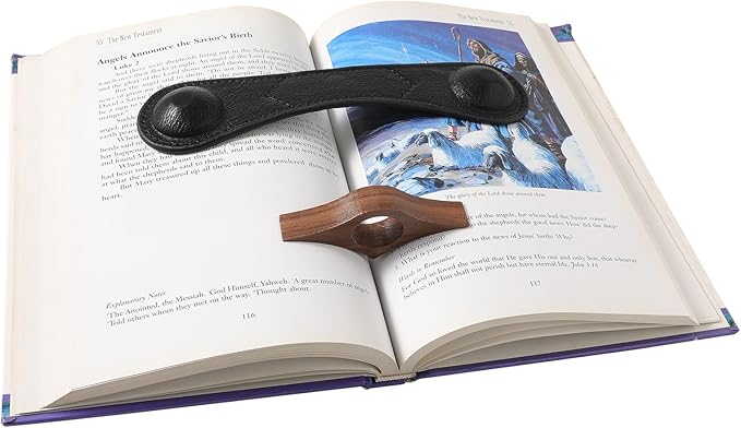 KINIVA Leather Weighted Bookmarks Book Weight Page Holder for Reading,Book Open Holder for Kids Adult,Gifts for Reader (01 Black+04 Wood)