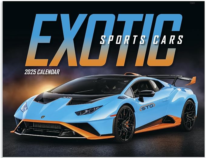 Exotic Sports Car 2025 Hanging Wall Calendar - 19" x 11" (Open) 2025 Monthly Appointment Planner and Organizer. The worlds fastest and most expensive beautiful cars!