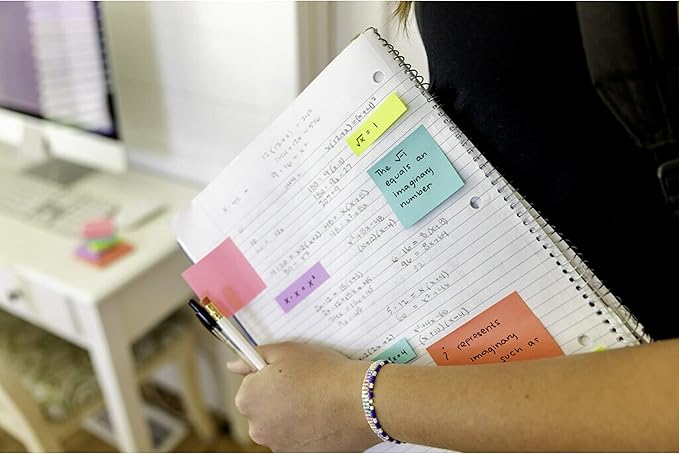 Post-it Page Markers, Assorted Bright Colors, 1/2 in x 2 in, 50 Markers/Pad, 10 Pads/Pack (670-10AB)