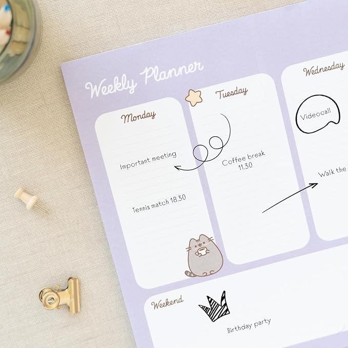 Pusheen Weekly Planner A4 | Pusheen Calendar | Family Calendar | 54 Tear Off Pages | Desk Calendar | Organiser Planner | Pusheen Gifts | To Do List | Pusheen Cat