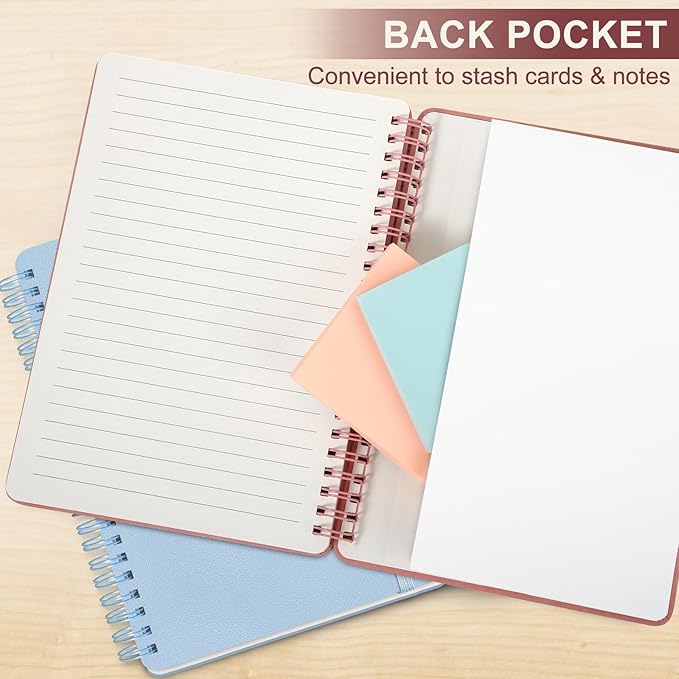 Light Red Lined Spiral Journal Notebook with 160 Pages, 8×5.7in, A5 Spiral Notebook, Journaling Notebooks for Work, School, Women, Men, College Ruled Spiral Notebook, Hardcover Leather Journals