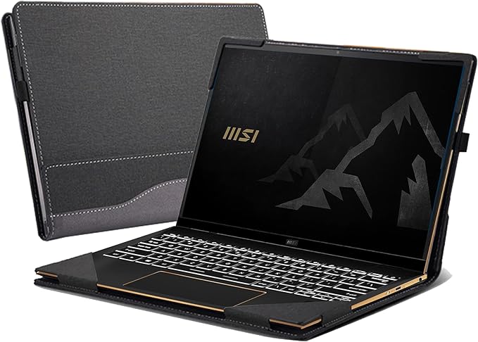 Laptop Cover for MSI Summit E13 Flip Evo Professional Laptop A11MT-022 /Summit E13 Flip Evo A12M / E13 FlipEvo A13MT 13" PU Leather Inside Pocket Cover (Gray)