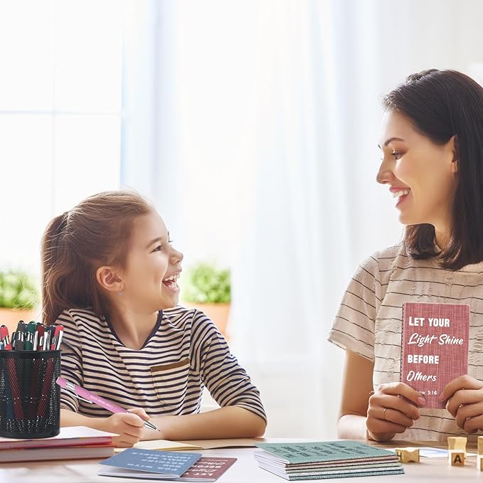 Funrous 32 Pcs Motivational Quote Pens Inspirational Notepads Mini Journal with Ballpoint Pen Small Notebooks Gift Set for Men Women Coworkers, Adult Party Favors Prizes Gift Bulk(Texture)