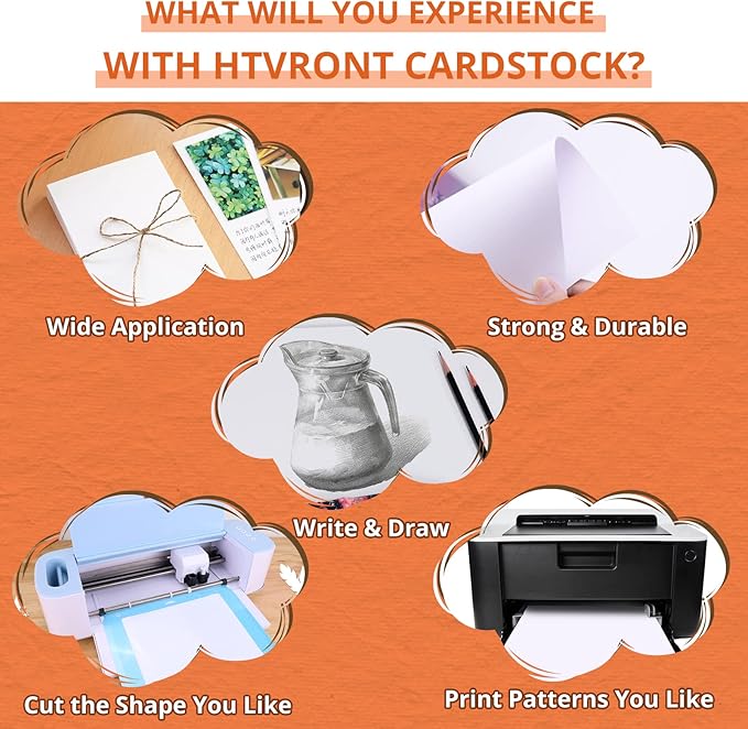 HTVRONT White Cardstock Paper Bundle - 50 Sheets Cardstock 8.5 x 11 Inch, 230 GSM Thick Cards for Cricut Machine, White Printer Paper for Scrapbooking, Crafts, Home Decoration (White/50 Sheets)