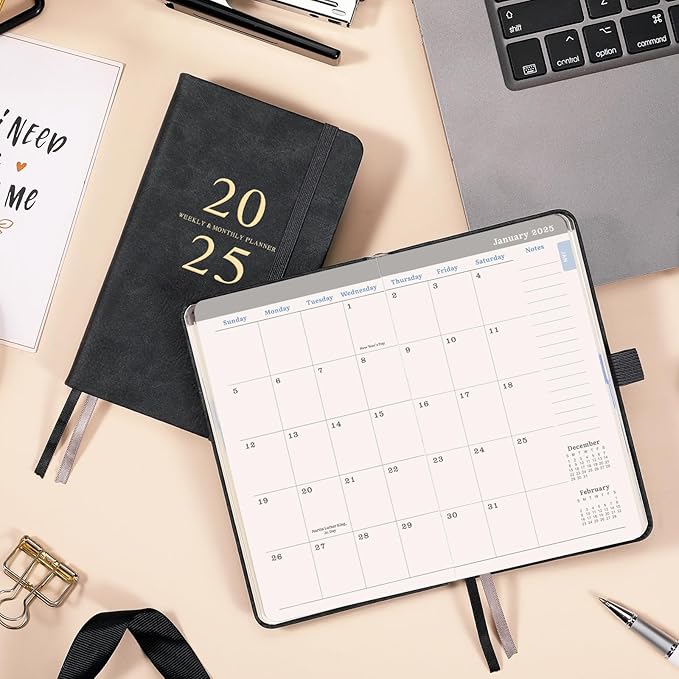 2025 Pocket Planner/Calendar - Pocket Planner 2025, JAN 2025 - DEC 2025, Pocket Calendar 2025 for Purse, 6.3'' × 3.8'', Elastic Bound, Bookmark, Inner Pocket, Agenda Planner with Pen Holder