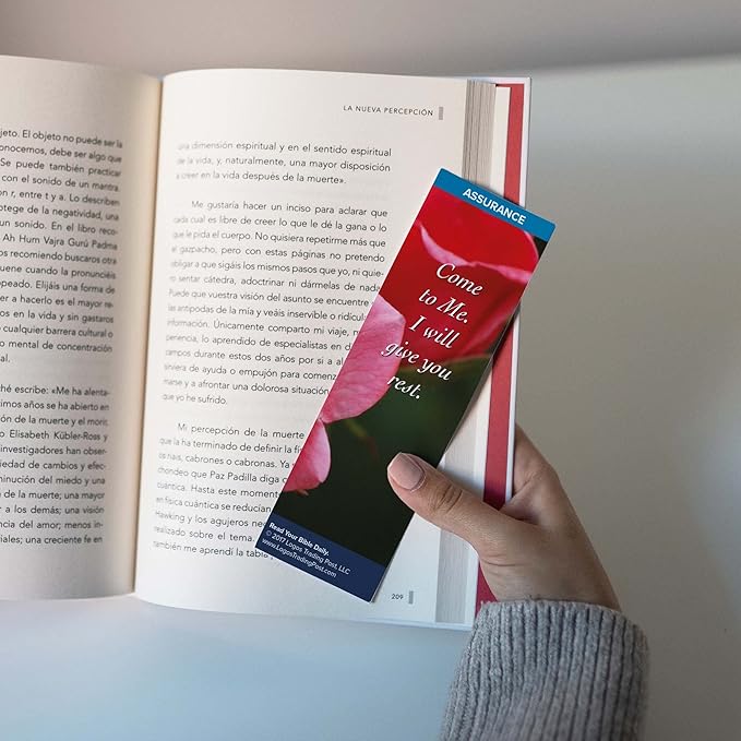 Christian Bookmark with Bible Verse, Pack of 25, Assurance Themed, Come to Me, I Will Give You Rest, Matthew 11:28-29