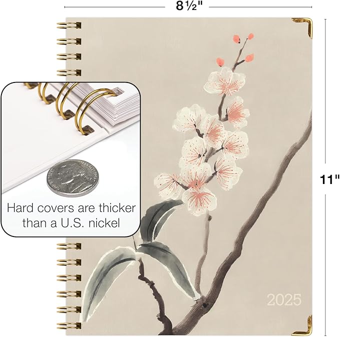 HARDCOVER 2025 Planner, 8.5"x11": 14 Months (November 2024 - December 2025), Daily Weekly Monthly Planner, Yearly Agenda, Bookmark, Pocket Folder and Sticky Note Set (Orchid)