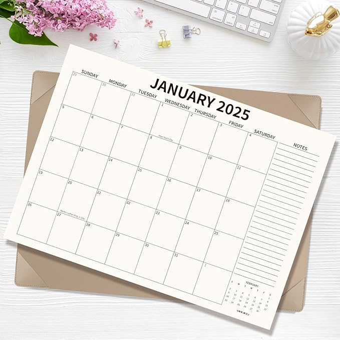 Desk Calendar 2025-2026 with Desktop Mat, 22x17 inch Large Desk Pad Calendar 18 Months Runs from 2025 to June 2026, Big Desk Blotter Calendar for Home Office and School, Apricot