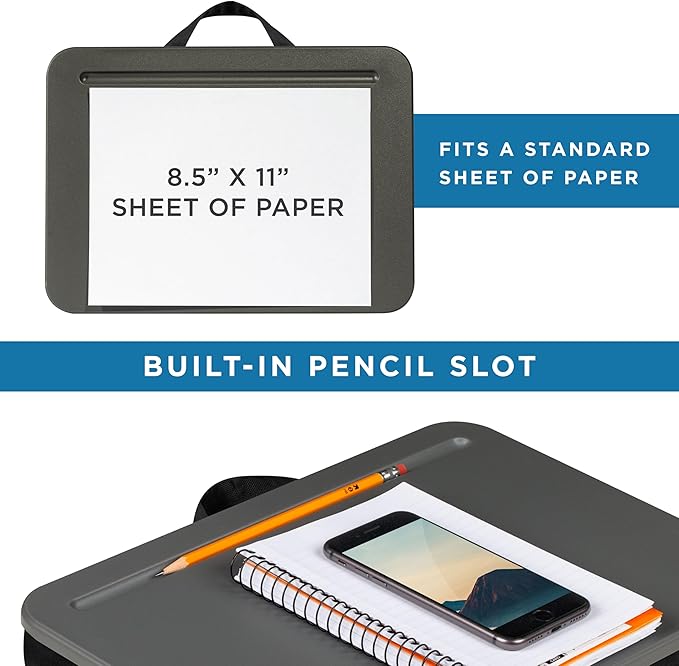 LAPGEAR Compact Lap Desk - Charcoal - Fits up to 15 Inch Laptops - Pack of 12 - Style No. 43005