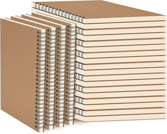 Epakh 22 Packs Spiral Notebook Hard Cover Spiral Journal, Wide Ruled Pages, 50 Sheets 100 Pages, Lined Style(Brown,A5)