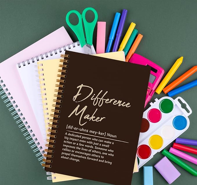 OXW Difference Maker Appreciation Gift, Meeting Notebook for Work, Thank You Gifts for Leader Mentor Manager Boss, Office Supplies Social Worker Notebook, Coffee Hardcover Spiral Notebook 5.5 x 8.3