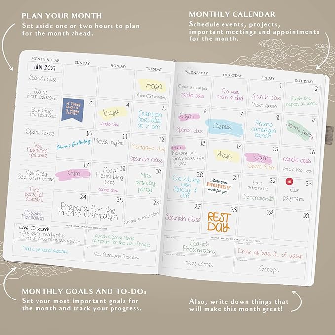Legend Planner PRO Hourly Schedule - Weekly & Daily Organizer with Time Slots. Appointment Book Journal for Work & Personal, A4 (Seashell)