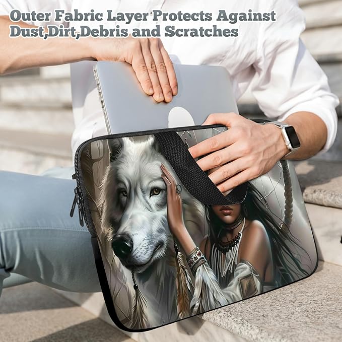 Laptop Sleeve Case Bag 15 inch, White Wolf Slim Carrying Case Durable Handbag Travel Laptop Bag for 15 inch MacBook Air M3/M2/15 Pro/Surface Laptop 7/6/5/4/3/ Dell XPS 15 Plus