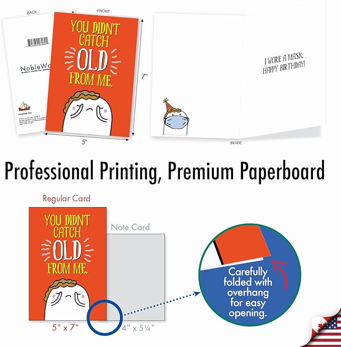 NobleWorks - Funny Happy Birthday Note Card with Envelope (4.63 x 6.75 Inch) - Bday Greeting Card for Women and Men - Congrats Bday Celebration Notecard - Catching Old C9566BDG