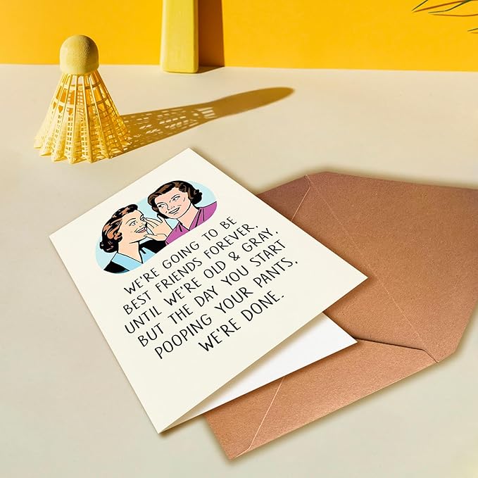 Funny Birthday Card for Sister, Best Friend, Humorous Friendship Cards for Her, Funny Poopy Pants Friend Card for Bestie, Birthday Gifts for Sister