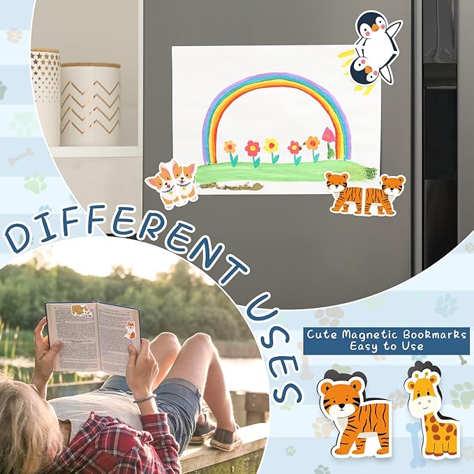 Magnetic Bookmarks, 10 PCS Bookmark Cute Animal Book Markers for Kids, Bookmarks Bulk for Students, Teens, Book Lovers, Classroom Gifts, School Prize, Reading Present