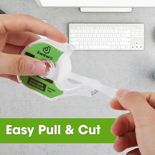 Invisible Tape with Dispenser, Home Office Supplies and Back to School Supplies for College and Classrooms, Matte Finish, 3/4 in x 650 in, 12 Pack