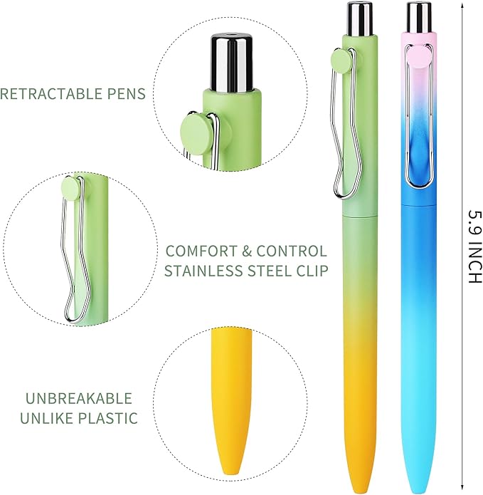 WY WENYUAN Cute Pastel Ballpoint Pens, Fine Point Smooth Writing, Colorful Pens, Black Ink 1.0 mm Journaling Pens Office Supplies for Women & Men, Note Taking