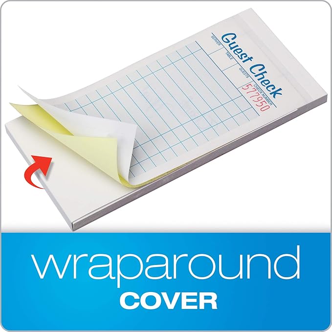 Adams Guest Check Pads, 2-Part, Carbonless, White/Canary, 3-3/8" x 6-3/8", 50 Sets per Pad, 10 Pack (104-50SW)