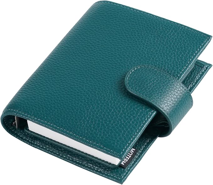 Moterm Pocket Regular Rings Planner - Genuine Leather Binder Organizer (Pebbled-Deep Teal, 19mm Ring)