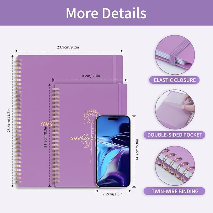 2025 Planner Weekly and Monthly, Calendar Planner with Monthly Tabs, 2025 Weekly Planner from Jan 2025 - Dec 2025, Weekly Monthly Planner with Spiral Binding- 6.3" X 8.5", Purple