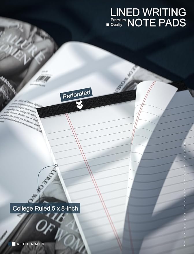 12 Pack Note Pads 5x8 Small Legal Pads White Notepads 5x8 Inch 80 GSM Paper Pads With 30 Sheets Per Notepad Small Writing Pads Notebook for Work White Lined Note Pads Small Legal Notepads for School