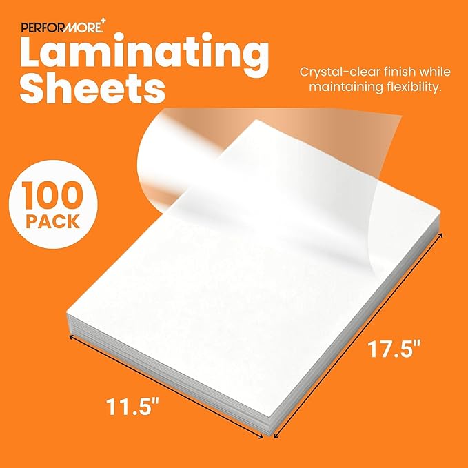 Performore 100 Pack Laminating Sheets, Hold 11 x 17 Inch, 3.5 Mil Clear Thermal Laminating Pouches 11.5 x 17.5 Inch Lamination Paper for Laminator, Round Corner