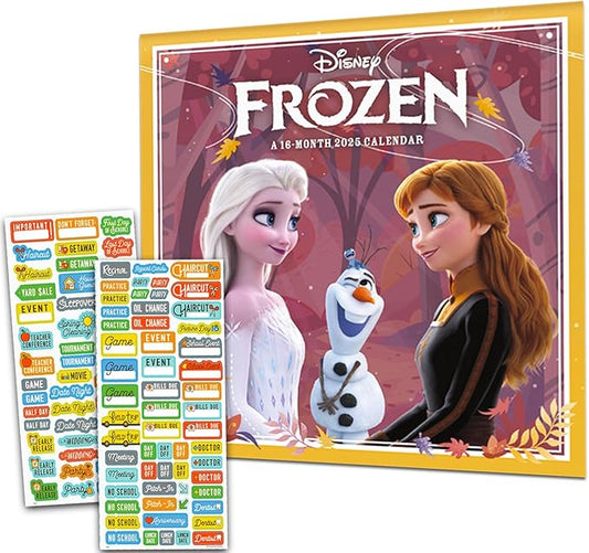 Disney Frozen Calendar 2025 - Deluxe 2025 Anna and Elsa Mini Calendar Bundle with Over 100 Calendar Reminder Stickers (Frozen Gifts, Office Supplies)