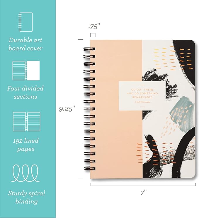 Compendium Spiral Notebook - Go out there and do something remarkable. — A Designer Spiral Notebook with 192 Lined Pages, College Ruled, 7.5”W x 9.25”H