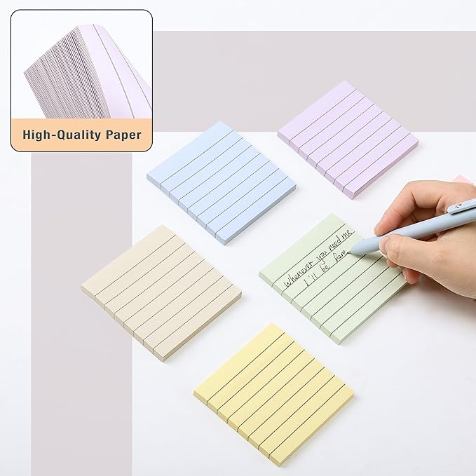Mr. Pen- Lined Sticky Notes 3x3, 12 Pads, 720 Sheets in Total, Morandi Colors, Sticky Notes with Lines, Sticky Note Pads, Sticky Pads, Sticky Notes Lined, Colorful Sticky Notes, Mr Pen Sticky Notes