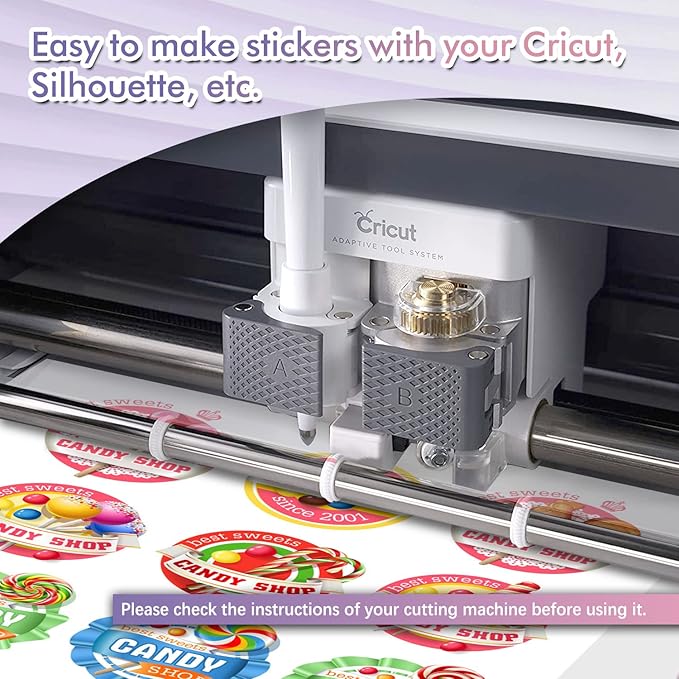 Koala Printable Vinyl Sticker Paper for Inkjet Printer - 50 Sheets White Glossy Sticker Paper, Waterproof Sticker Printer Paper 8.5x11 Inch, Tear-Resistant, Removable