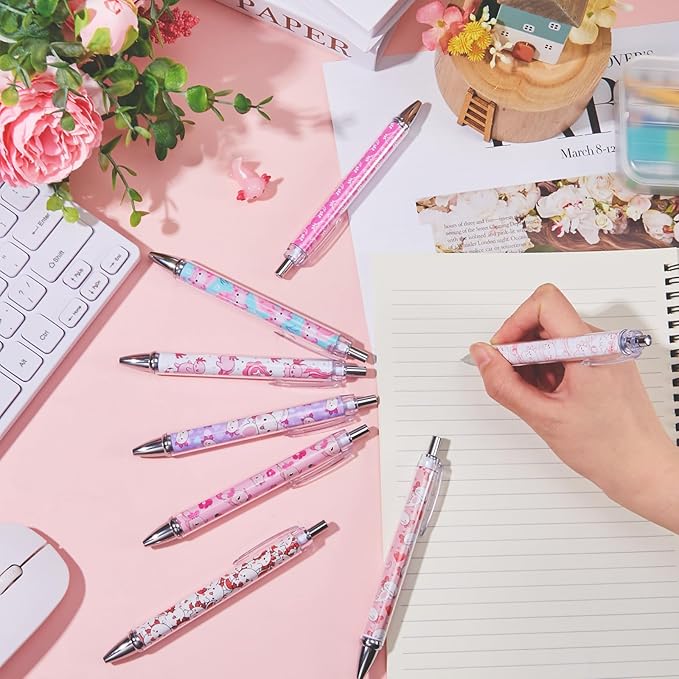 Ireer 8 Pcs Ballpoint Pens for Women 1.00 mm Cute Black Ink Fancy Pens Fine Point Smooth Writing for Journaling Aesthetic Office Supplies(Axolotl)