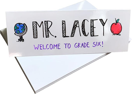 Dry Erase Name Tent Table Cards 8.5" x 3" (30 Pack) Reusable Name Cards, Classroom Name Tags, Wedding Guest Name Tents