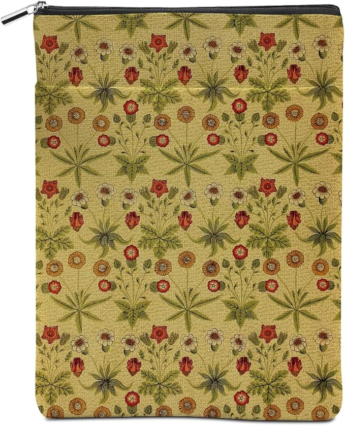 Vintage Flower Book Sleeve Book Lovers Gifts Autumn Style Waterproof Book Cover Book Accessories Book Covers for Paperbacks Book Pouch Book Protector with Front Pocket for Women Girls Readers Sister