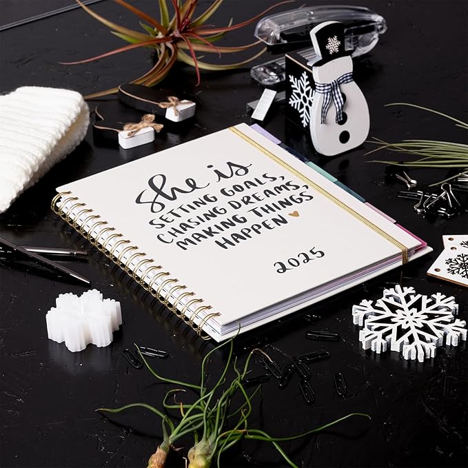 2025 Eccolo Large Spiral Agenda Planner, Hardcover, Weekly & Monthly Pages, 12 Month, Art + Quotes (Extra Large - 9" x 10.5")