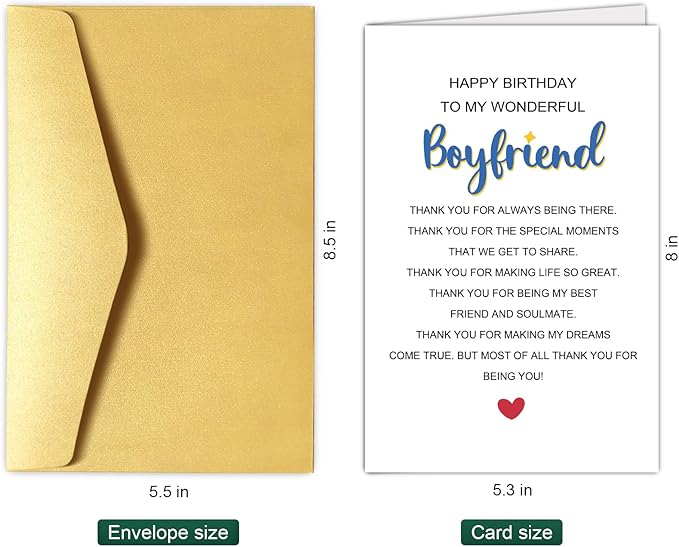 Chenive Romantic Poem Birthday Card for Boyfriend