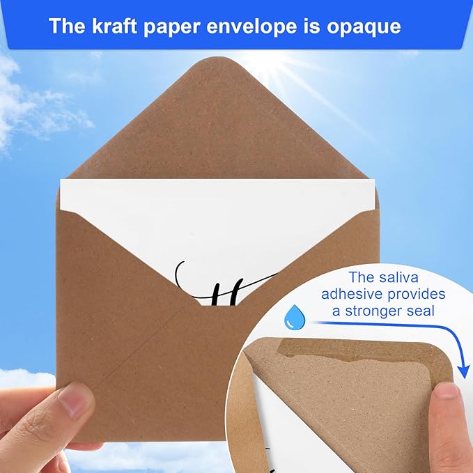 Joyberg 34 PCS Baby Shower Thank You Cards With Envelopes 3.5”x5”, Blank Dark White Thank You Notes With Envelopes Set, Brown Paper Envelopes and Stickers Wedding Thank You Cards With Envelopes