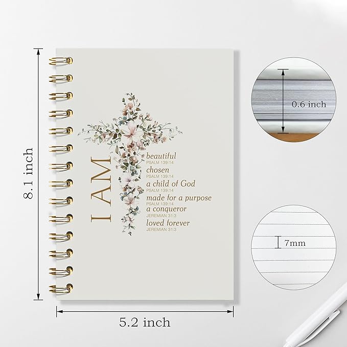 Inspirational Notebook - Christian Gifts, Daily Prayer Journal, Prayer Notebook, Spiral Bible Notebook, Christian Gifts Journal, Daily Prayer Journal, Christian Notebook for Women, 5.5x8.3 Inches