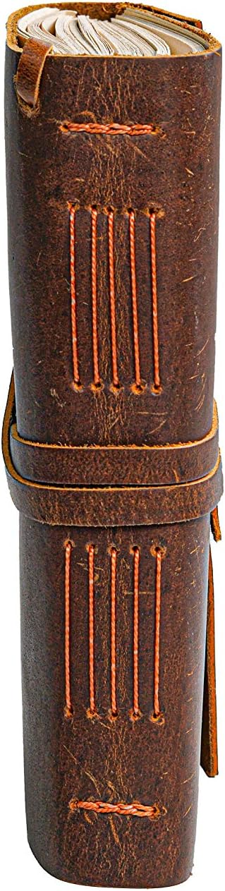 Leather Journal Notebook - Rustic Handmade Vintage Leather Bound Journals for Men and Women - Leather Craft Unlined Paper 300 Pages, Leather Book Diary Pocket Notebook, Diary To Write In (5" x 7")