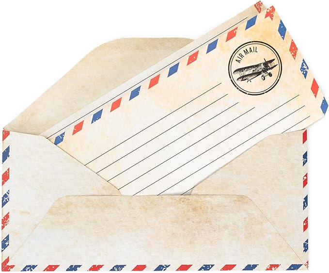 50 Pack Airmail Envelopes -Blue Airmail Envelopes- Air Mail Envelopes for Party Invitation, Love Letters, Military Correspondence, Christmas Military Envelopes, Letters to Troops- Size 4 x 8.7 inches