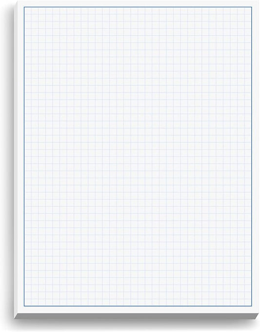 Graph Paper Pad for Blueprint Drawings, Drafting, Engineering Drawing, and Planning - Graph Paper 8.5x11 Blueprint Quadrille Grid Paper Pads with Blue Lines, High Brightness 50 Sheets (1-Pack)