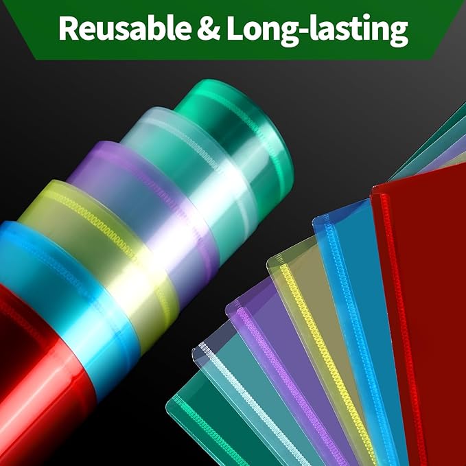 LEOBRO Plastic File Folders, 12 PCS Plastic Folders for Document, A4 Size Plastic Envelopes with Snap Closure, Clear File Folders Document Folders File Bags for School Office, Filling Product